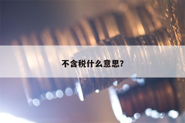 不含税什么意思？