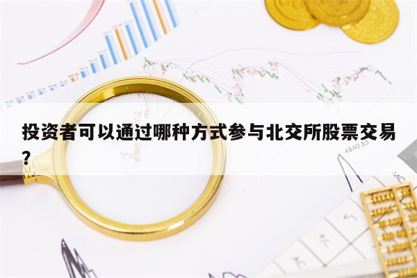 投资者可以通过哪种方式参与北交所股票交易？