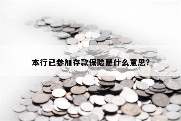 本行已参加存款保险是什么意思？